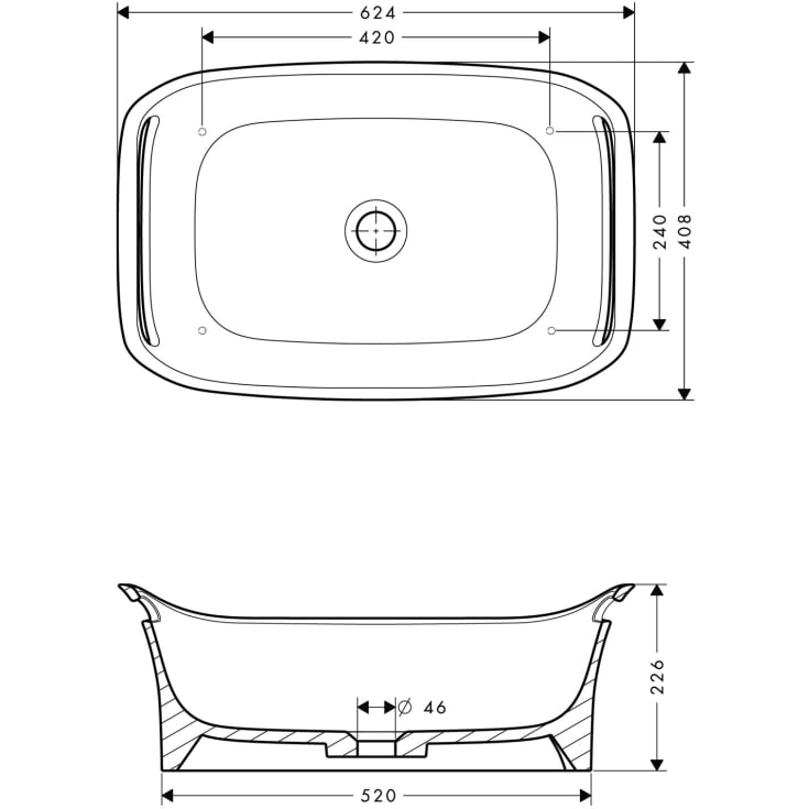 Axor Urquiola håndvask, 62,4x40,8 cm, hvid