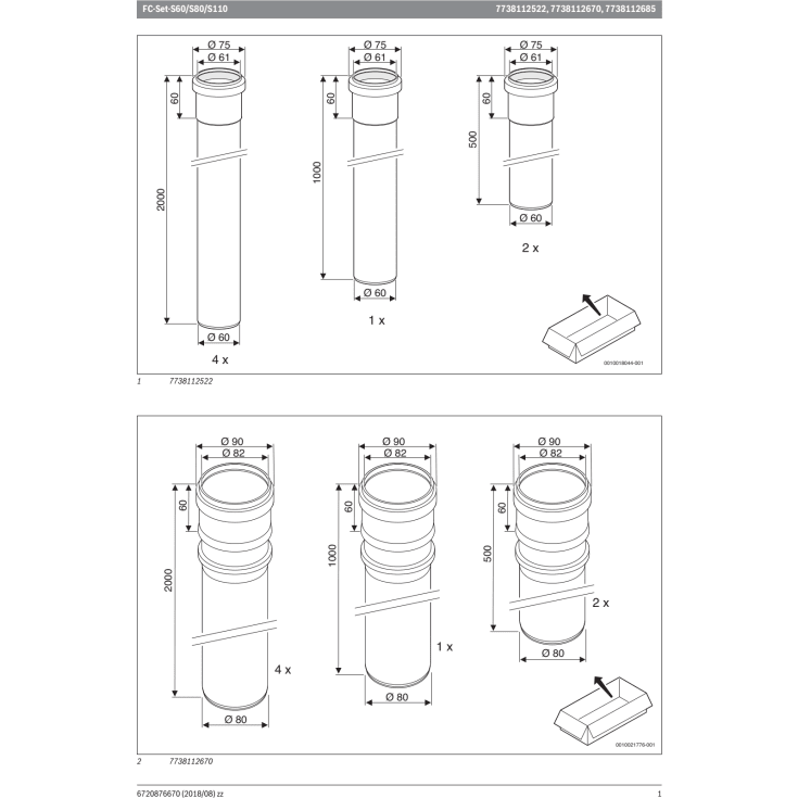 Bosch aftræksrørs pakke, 10 meter