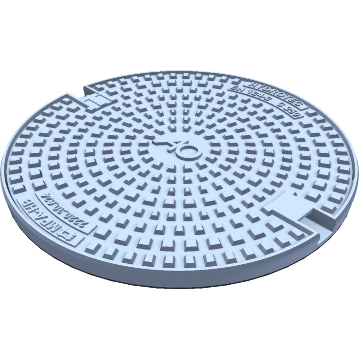 Duco 600 mm dæksel med pakning, uden lås, 25 t, SG SORT