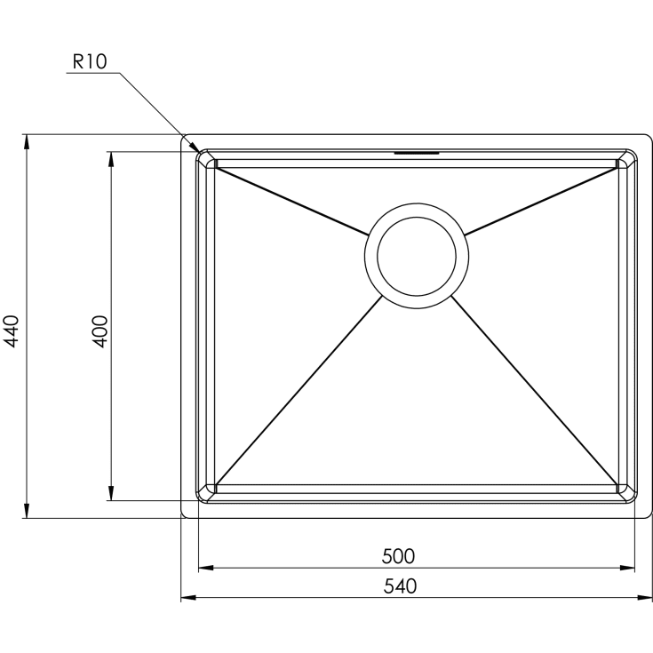 Intra Baltic 500F køkkenvask, 54x44 cm, rustfrit stål