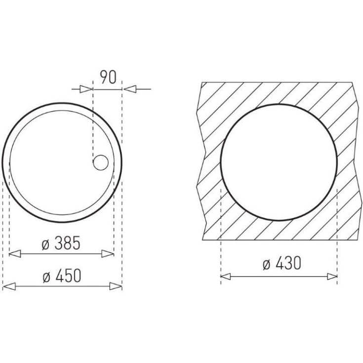 Intra Barents BKC380-R01 køkkenvask, Ø43 cm, rustfrit stål