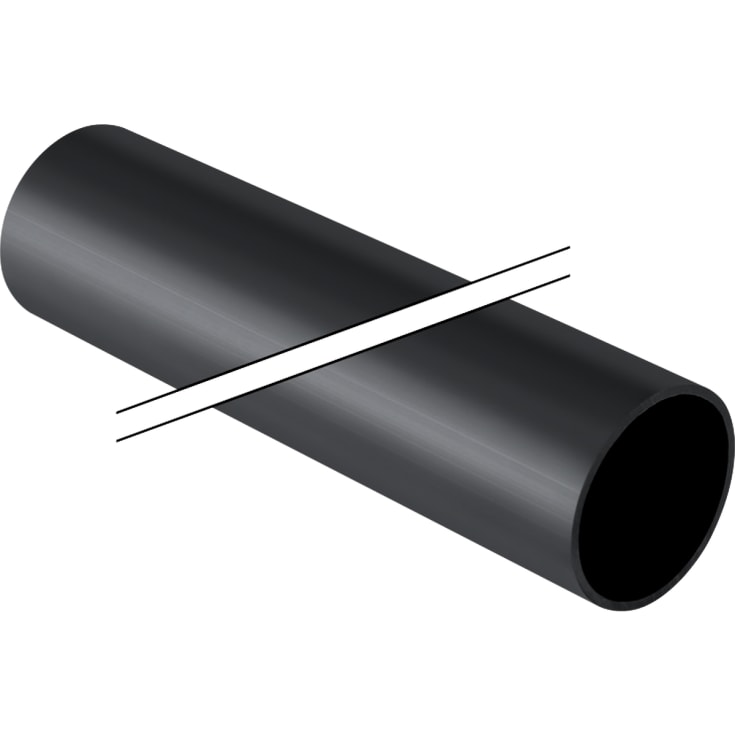 5 meter Geberit 56 x 5000 mm sort PEH-afløbsrør uden muffe