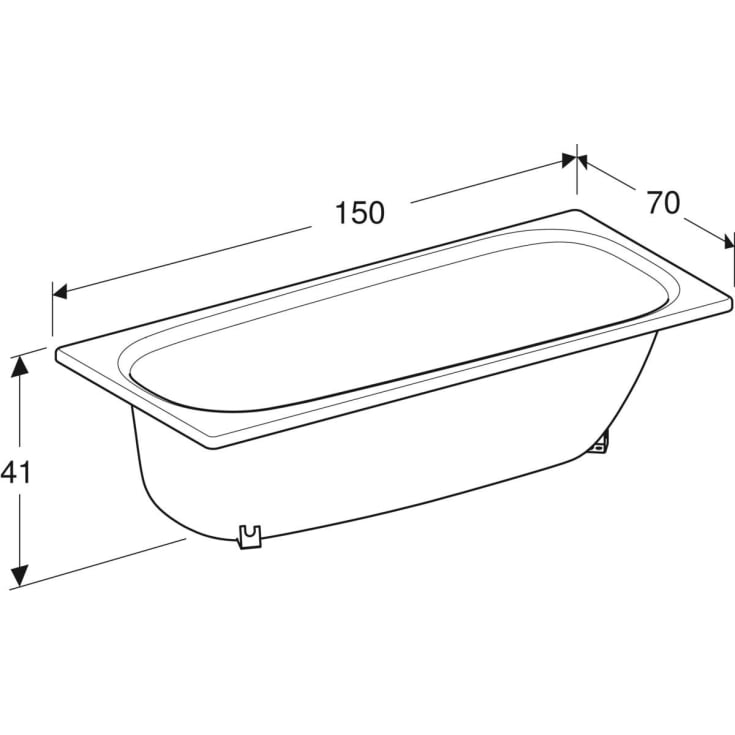 Ifö Caribia BK-PRO badekar, 147x69,5 cm, hvid