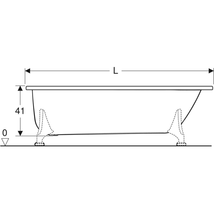 Ifö Caribia BK-PRO badekar, 147x69,5 cm, hvid