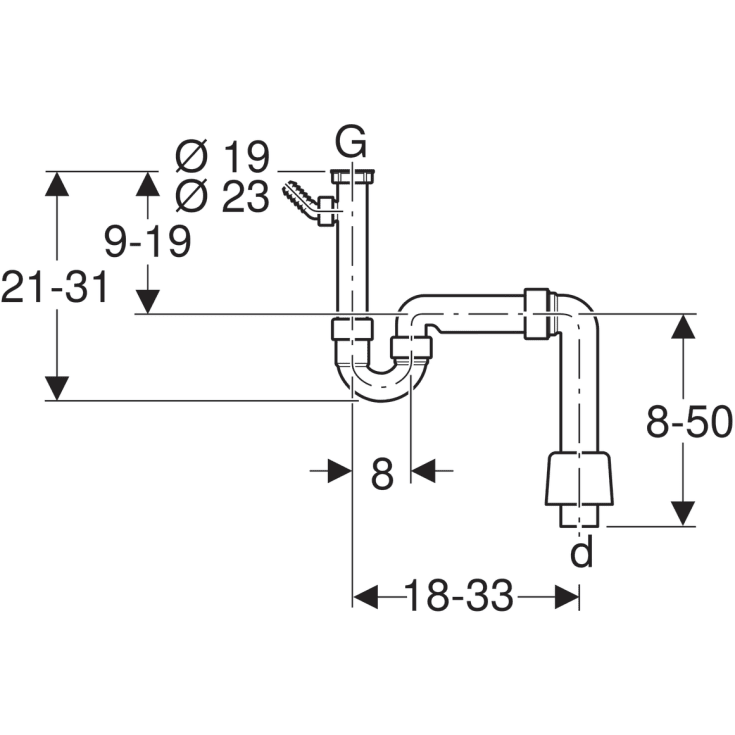 Geberit køkkenvandlås 1 1/2", hvid