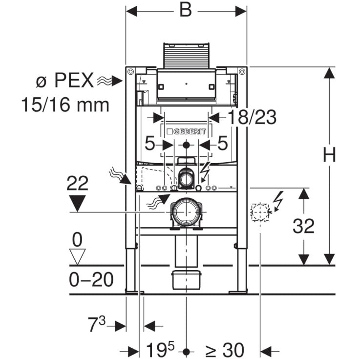 Geberit Duofix Omega indbygningscisterne, 82 cm