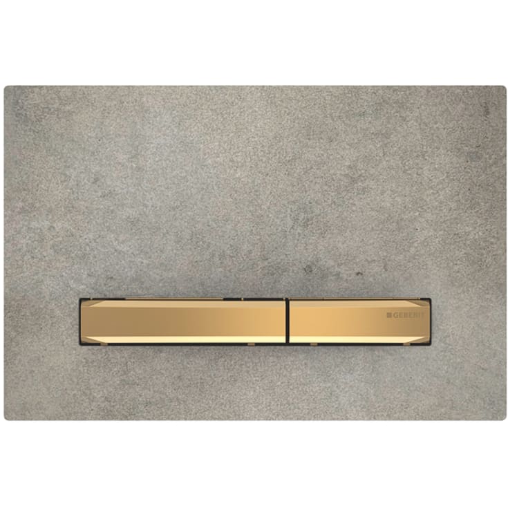 Geberit Sigma 50 Square spolplatta, betongoptik/mässing