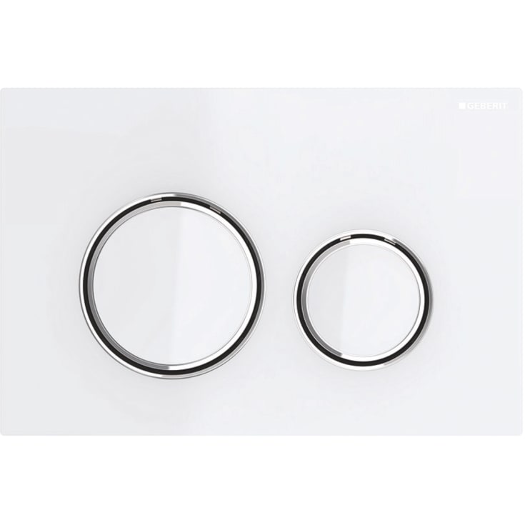 Geberit Sigma 50 Round spolplatta, vit glas/krom