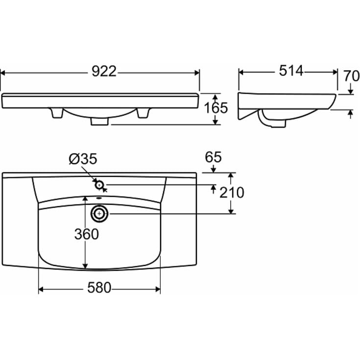 Ifö Spira håndvask, 92,2x51,4 cm, hvid