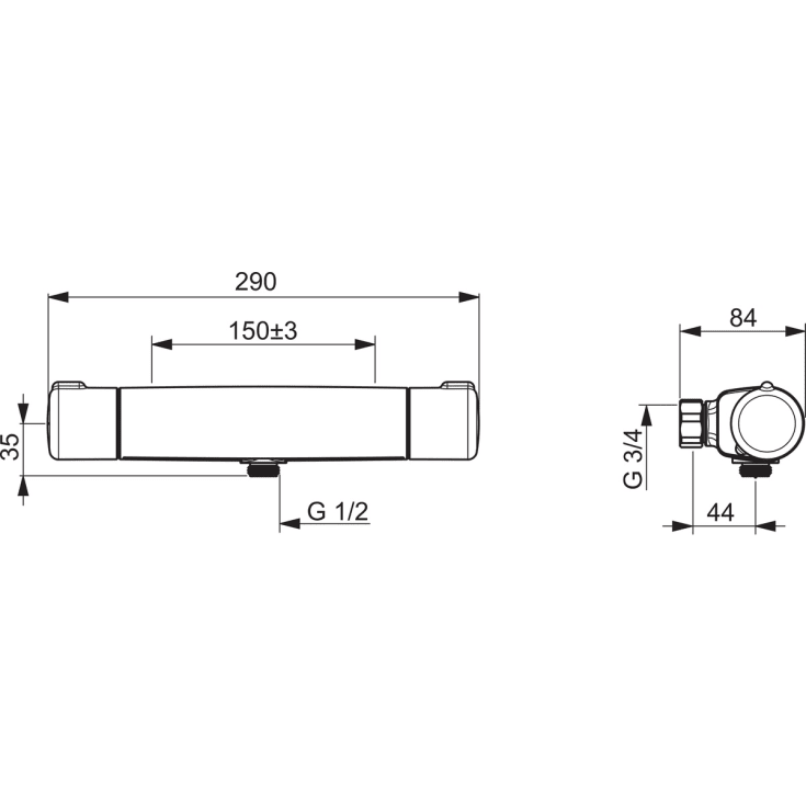 Oras Nova dusjbatteri, matt sort