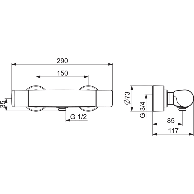 Oras Care Safety bruserarmatur, krom