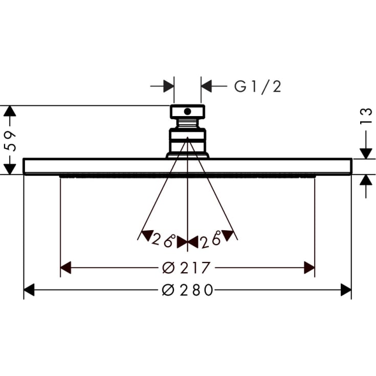 Hansgrohe Croma brusehoved, Ø28 cm, vandbesparende, guld