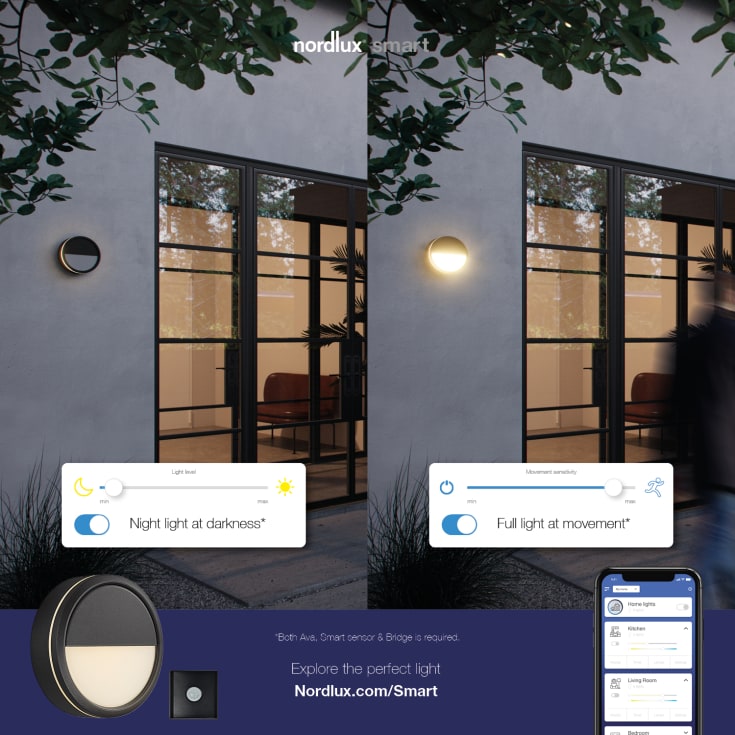 Nordlux Smart Ava vägglampa utomhus, grå