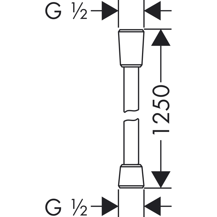 Hansgrohe Isiflex bruseslange, 1,25 meter, mat sort