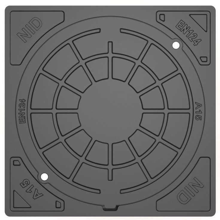 NID fast karm med dæksel, til Ø315 mm opføringsrør, 1,5 ton, komposit