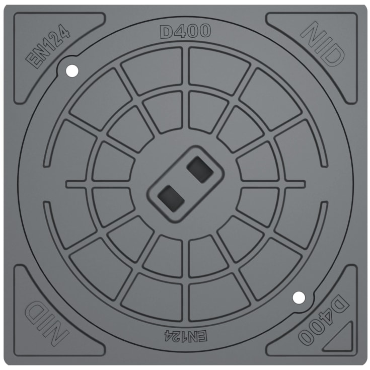 NID 315 mm karm/dæksel m/skruer, firkantet, fast, 40 t, komposit
