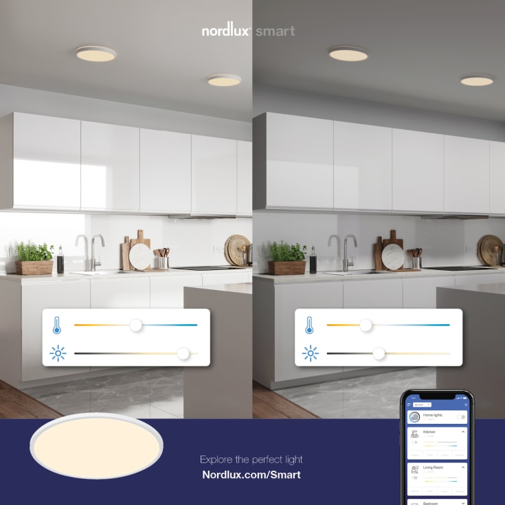 Nordlux Smart Oja plafond, vit, Ø42 cm
