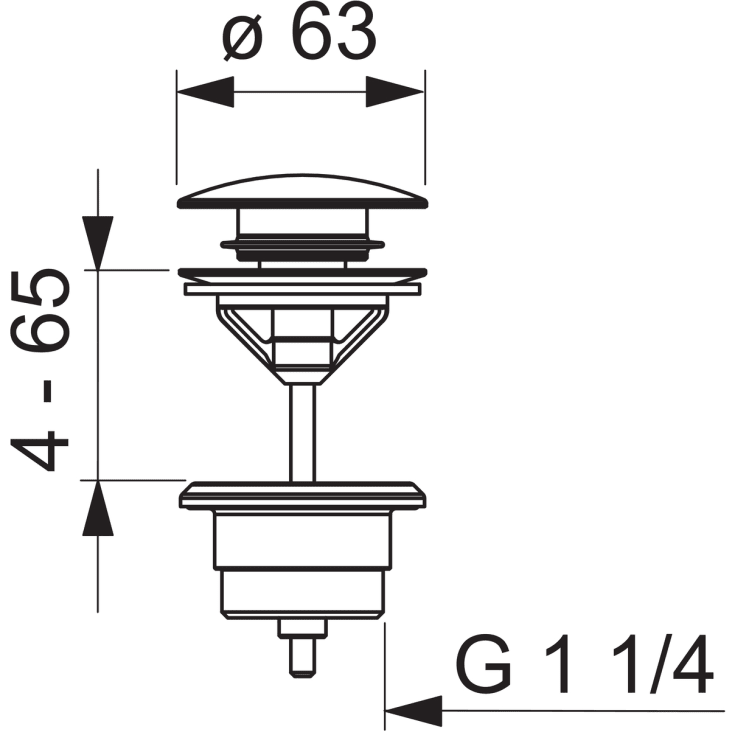 Oras bunnventil, push-open, matt sort