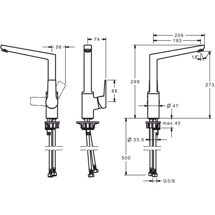 Oras Twista køkkenarmatur, mat sort