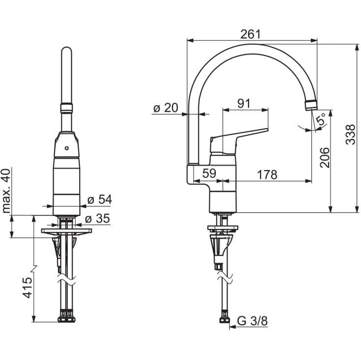 Oras Vega køkkenarmatur, mat sort