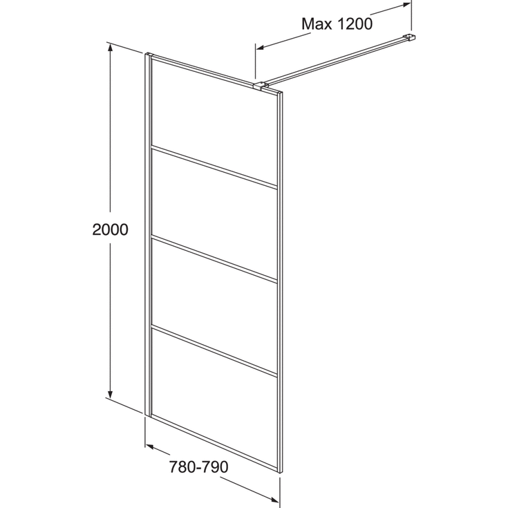 Gustavsberg Square brusevæg, 79 cm, klart glas, mat sort profil