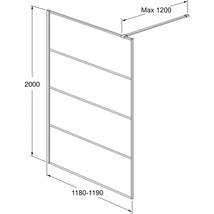 Gustavsberg Square duschvägg, 118 cm, klart glas, matt svart profil