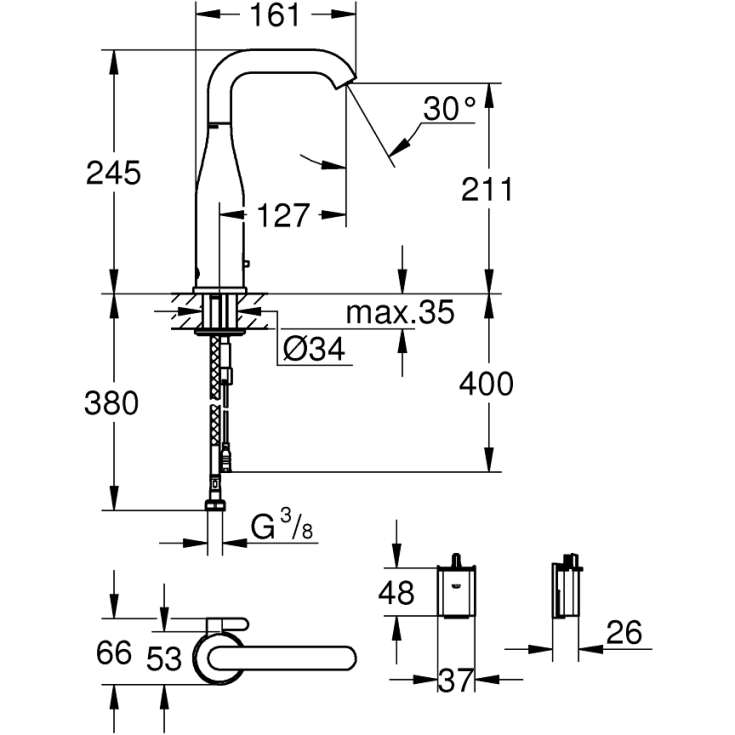 Grohe Essence E servantbatteri, berøringsfritt, krom