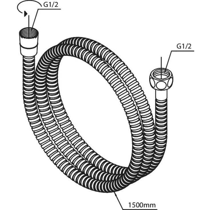 Damixa duschslang, 1,5 meter, matt vit