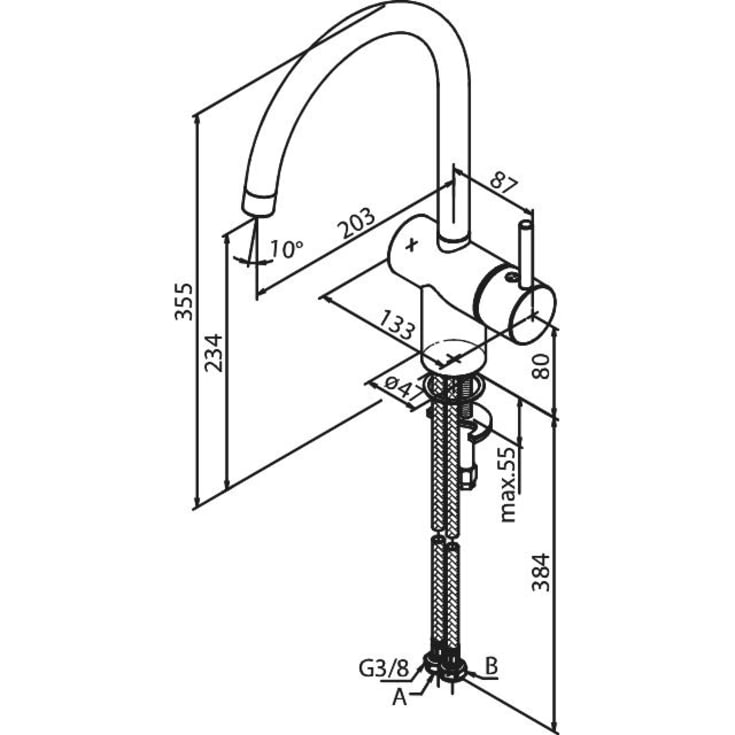 Damixa Osier kjøkkenarmatur, krom