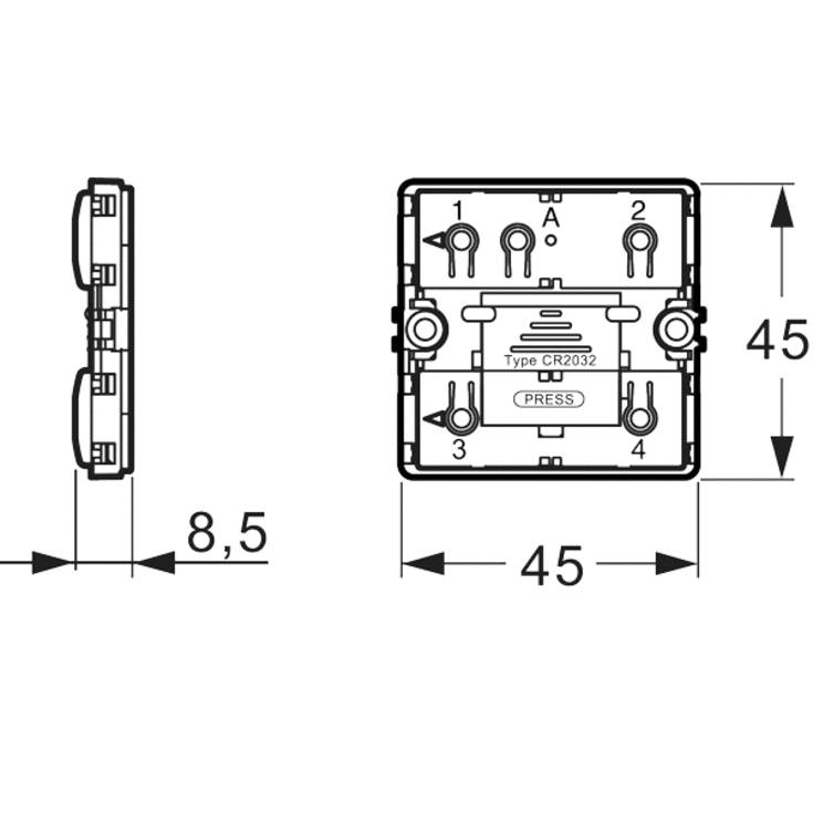 LK Fuga Wiser batteritryk med 4 slutte, hvid