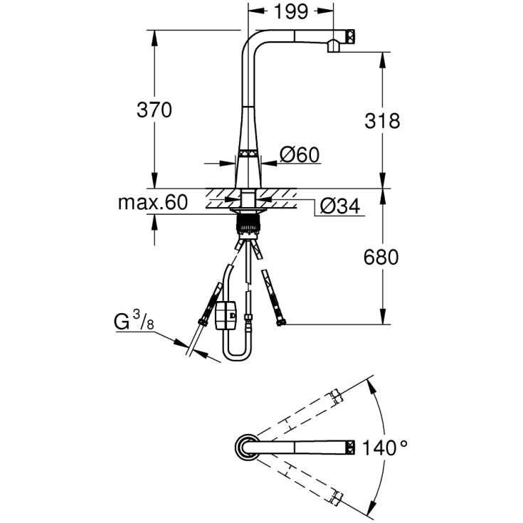 Grohe Zedra SmartControl köksblandare, krom
