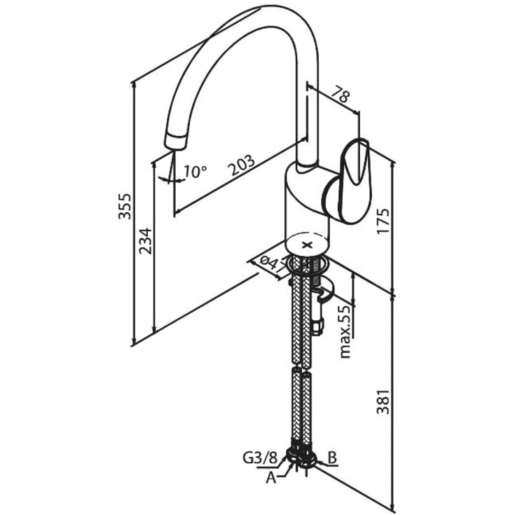 Damixa Clover Green køkkenarmatur, krom