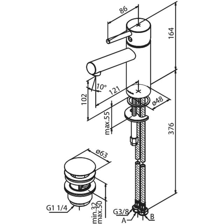 Damixa Osier medium servantbatteri, krom