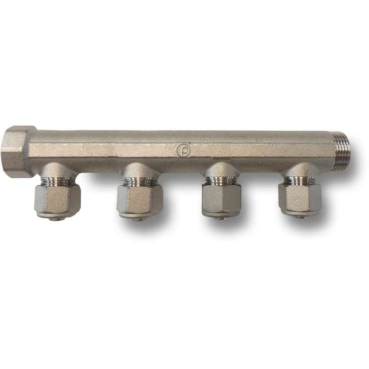 Pettinaroli TEA fordelerrør 3/4", fast muffe, 4 afgreninger med 15 mm omløber