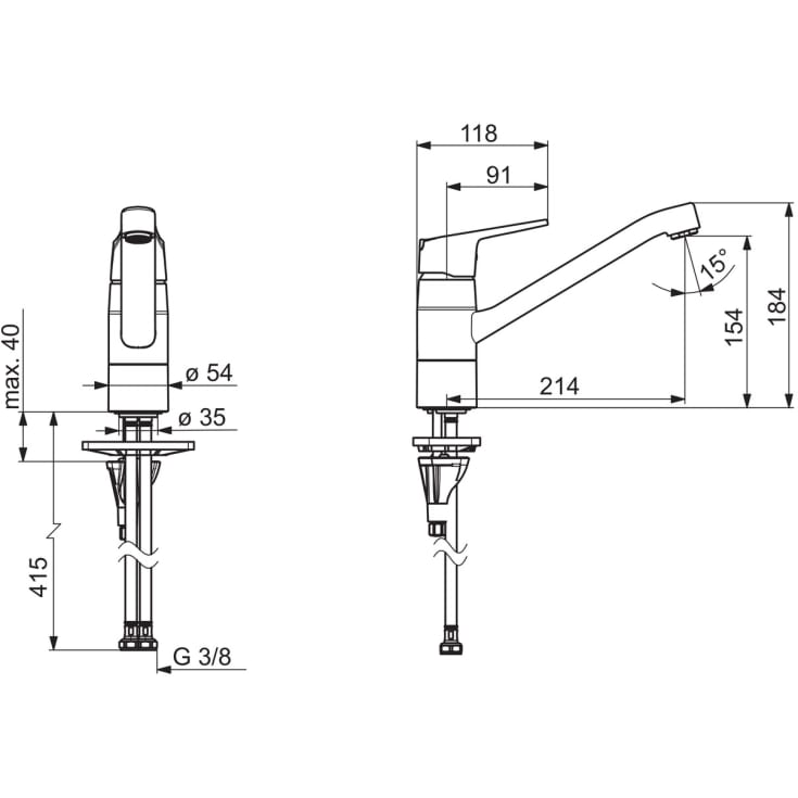 Oras Vega køkkenarmatur, krom