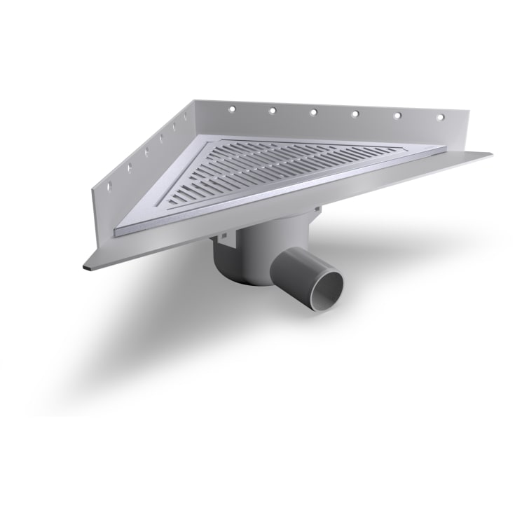 Purus Corner hjørneafløb, til beton og flisegulv, Ø50 mm, rustfrit stål