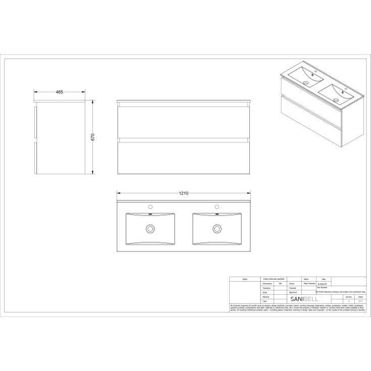 Sanibell Basicline møbelpakke, 120x46 cm, skotsk eg
