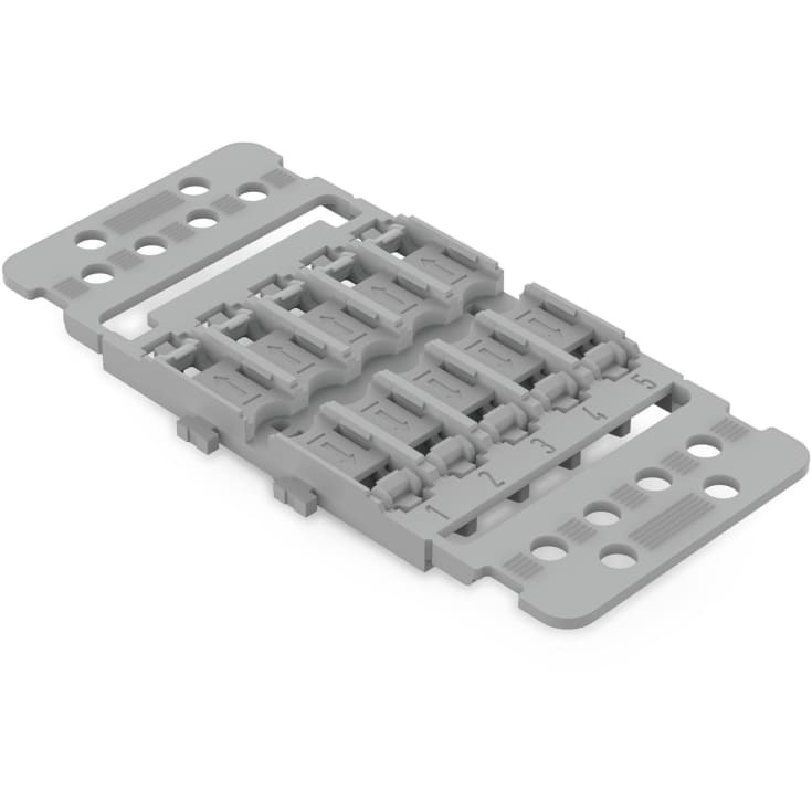 5 stk Holder m/avlastning 5-veis t/Inline-kontakt, snap-in fot, grå