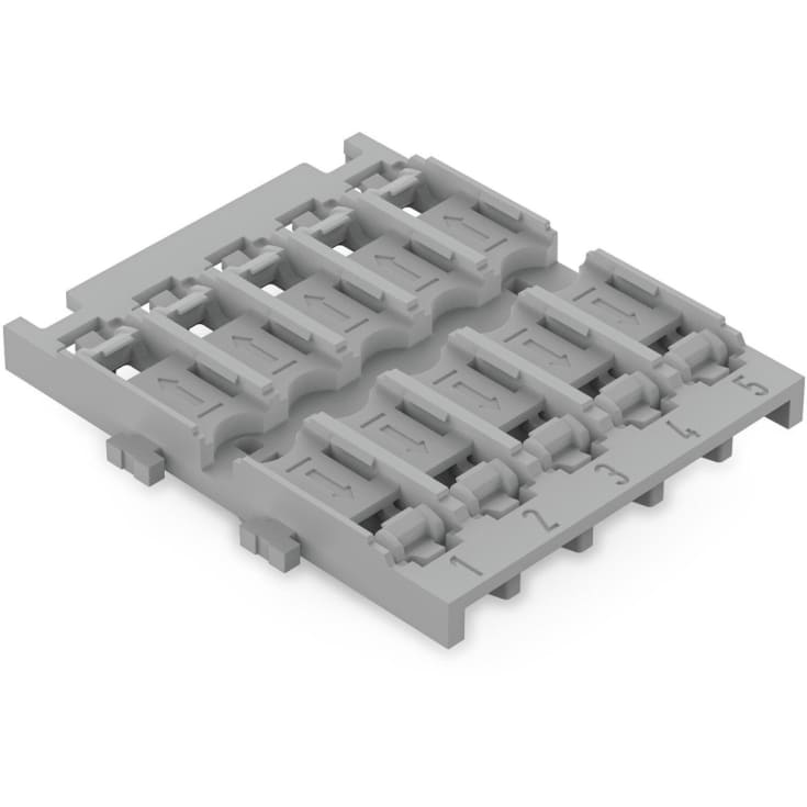 5 stk Holder m/avlastning 5-veis t/Inline-kontakt, snap-in fot, grå
