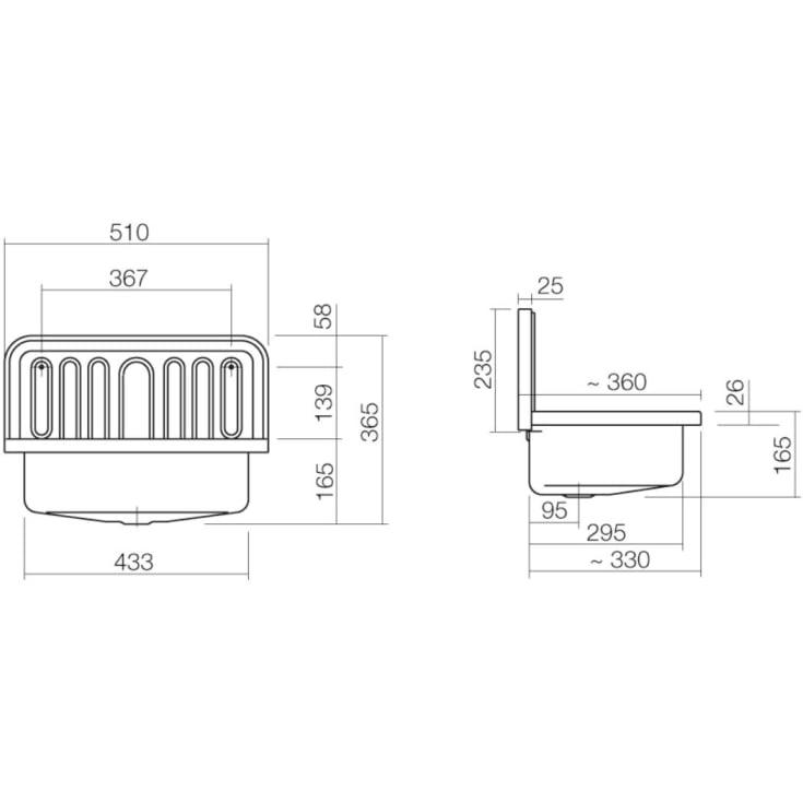 Alape utslagsvask, 51x33 cm, hvit
