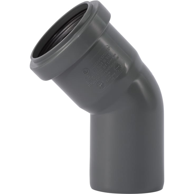 Ostendorf Ø50 mm 45° bøjning PP grå