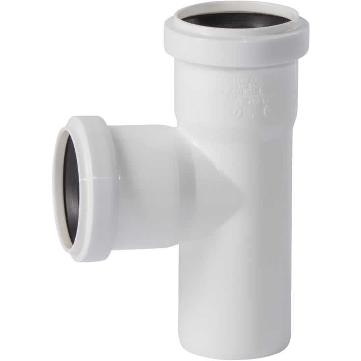 Ostendorf Ø50 x 50 mm grenrør, 87,5°, PP hvit