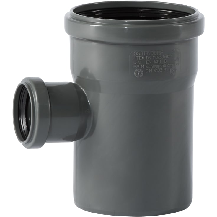 Ostendorf Ø110 x 50 mm x 87° grenrør PP grå