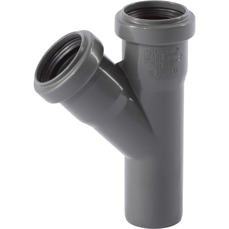40 mm x 45° Grenrør afløb PP grå
