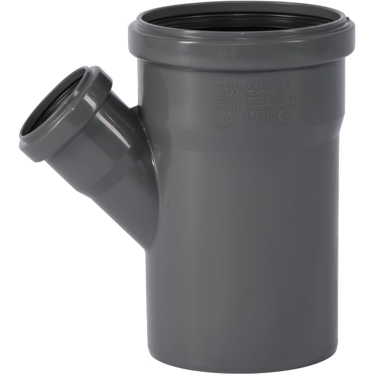 Ostendorf grenrør Ø110x50mm 45°, grå PP