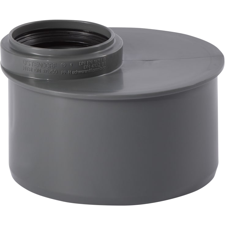Ostendorf reduktion Ø110x50mm, grå PP, kort