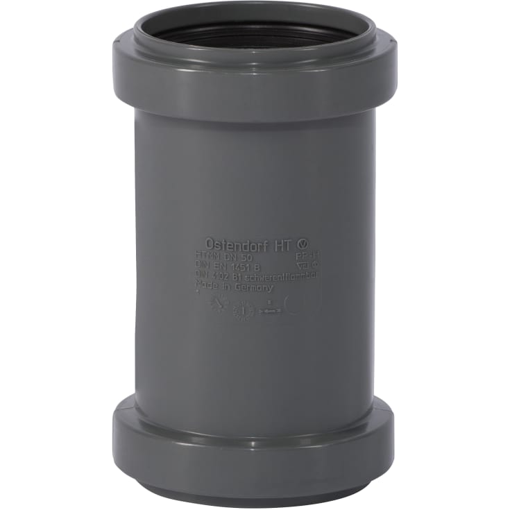 Ostendorf Ø50 mm dobbeltmuffe pp grå