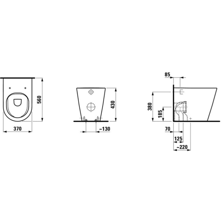 Kartell Laufen toilet, back-to-wall, sort