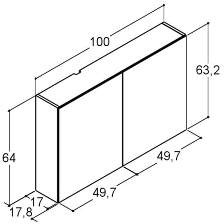 Dansani Mido+ Select speilskap, 100x64 cm, matt hvit