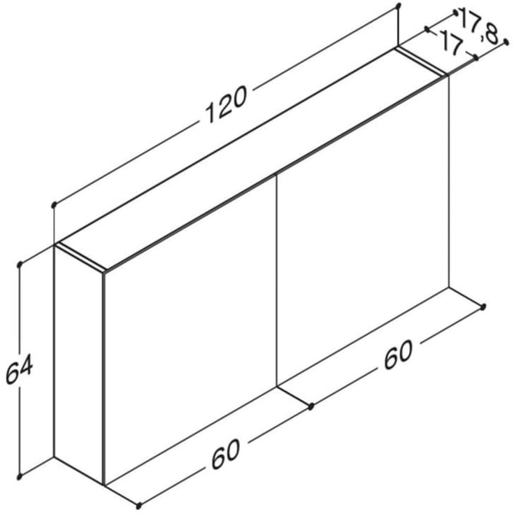 Dansani Mido+ Select speilskap, 120x64 cm, matt hvit
